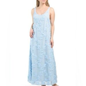 En Saison Light Blue Textured Maxi Dress